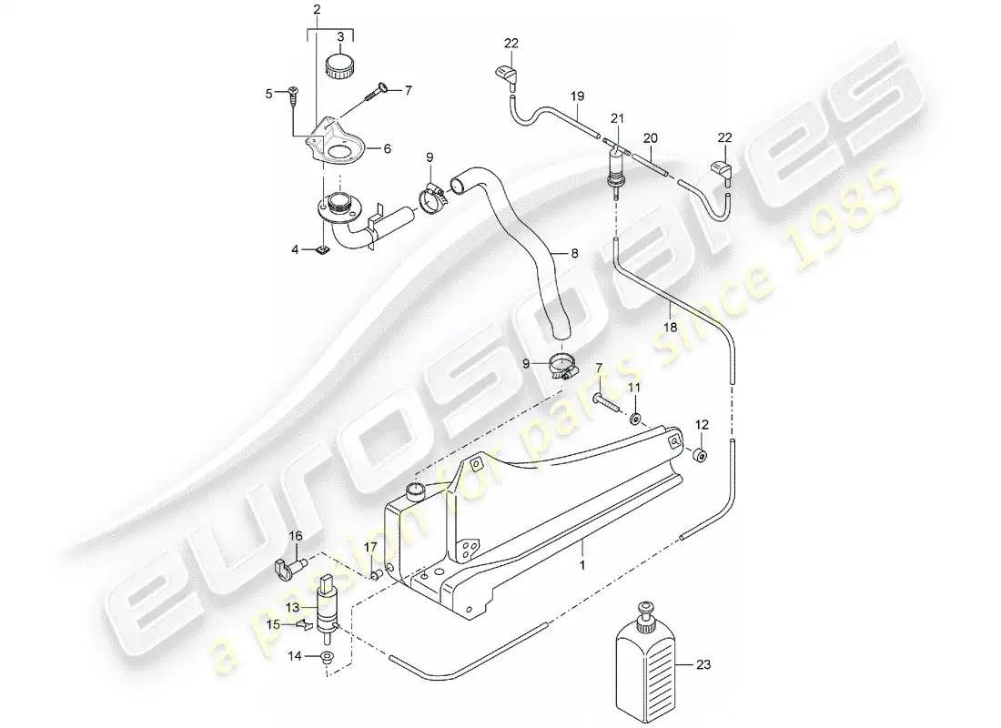 porsche 2006 (carrera gt) windshield washer unit parts diagram