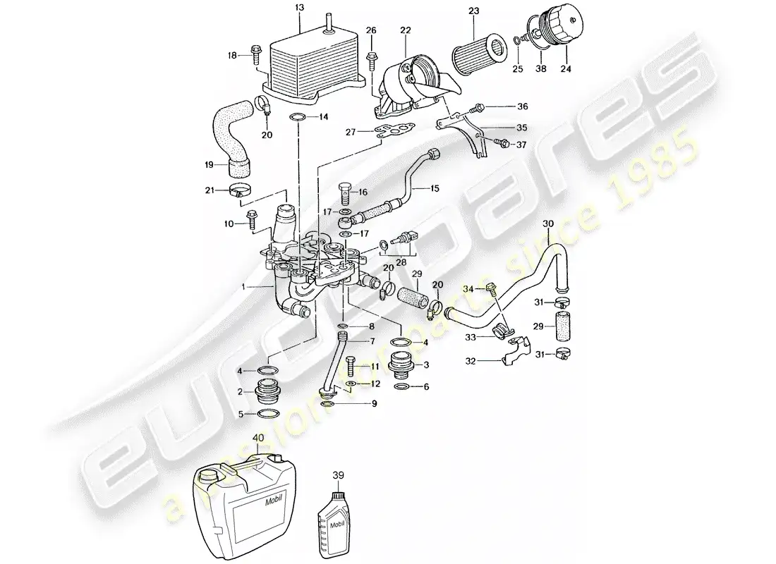 porsche 2001 (996 gt3) oil filter - bracket parts diagram
