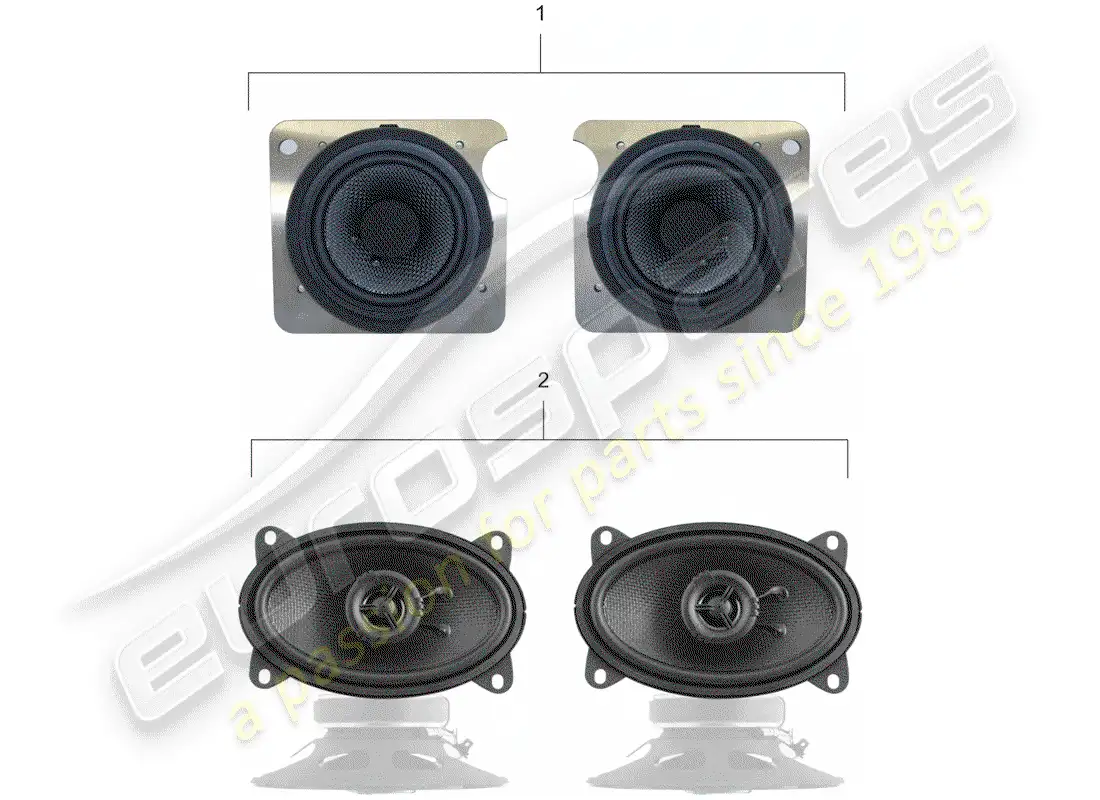 porsche 1982 (911) porsche classic - loudspeaker kit - sound system parts diagram