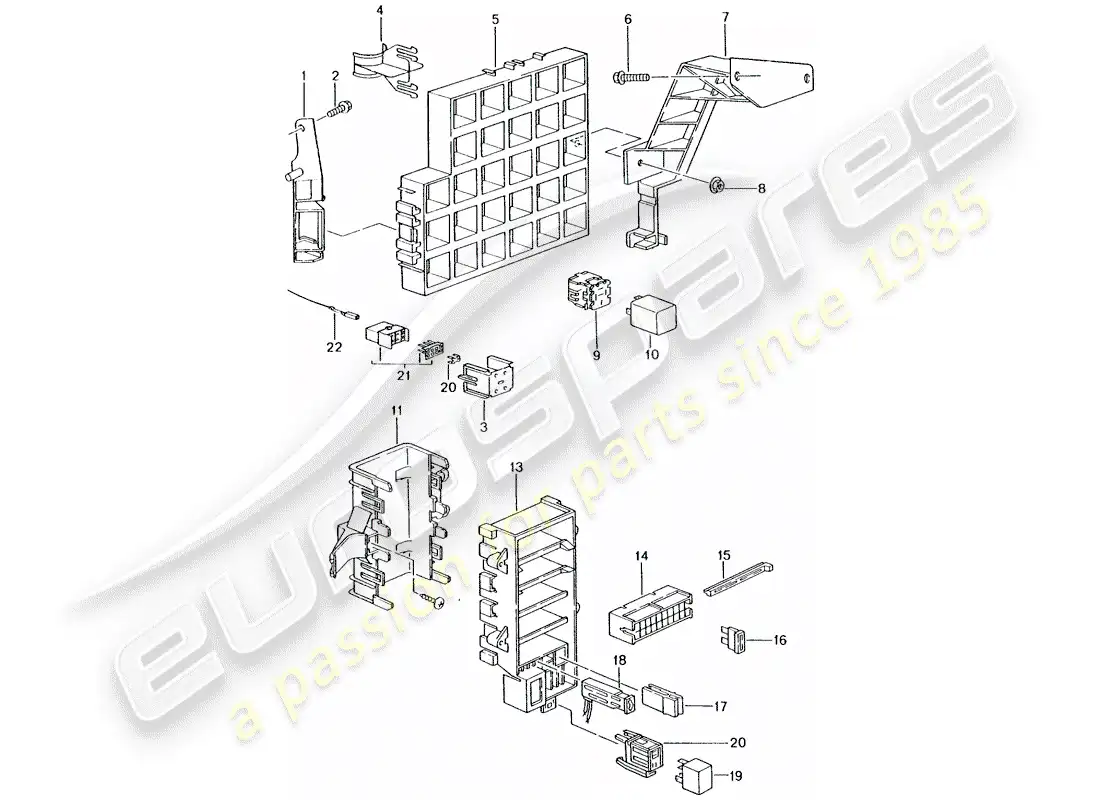 porsche 2001 (986 boxster) fuse box/relay plate - dashboard parts diagram