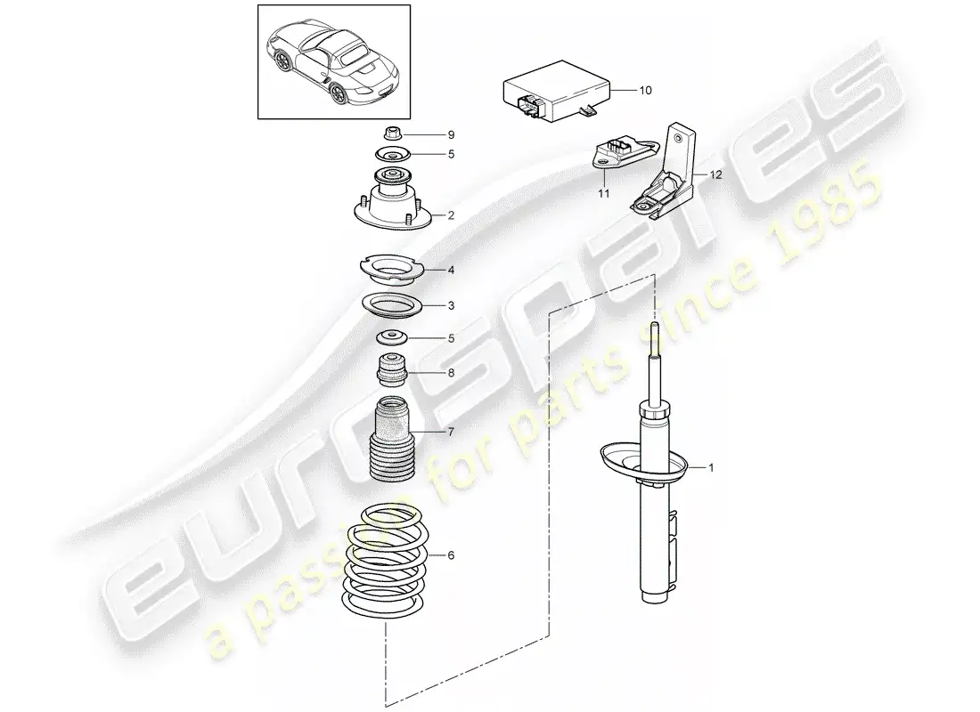 porsche 2009 (987 boxster) shock absorber parts diagram