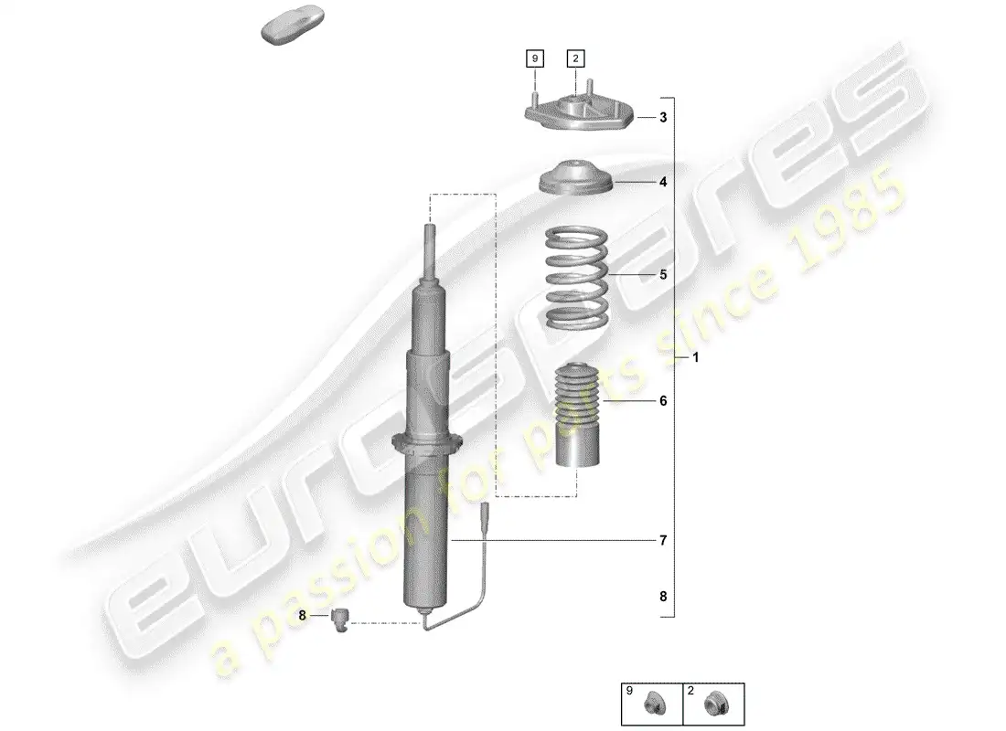 porsche 2019 (718 boxster spyder) shock absorber parts diagram