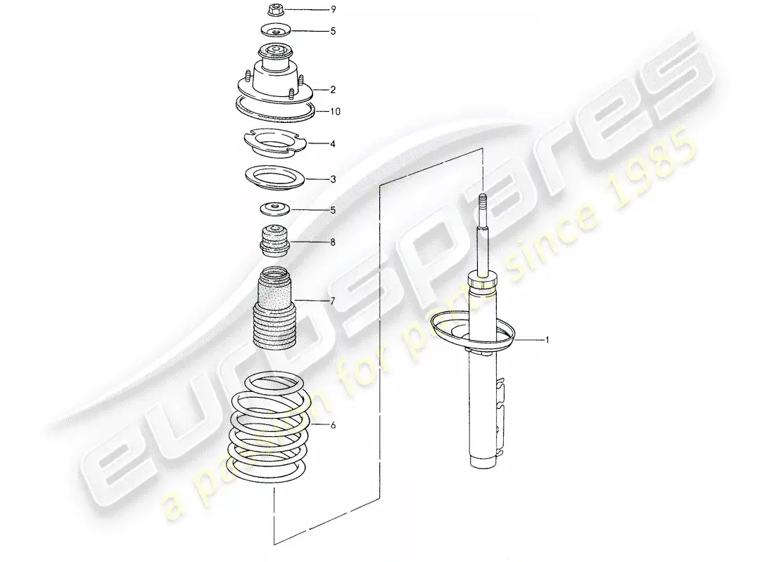 porsche 1999 (986 boxster) shock absorber - coil spring parts diagram