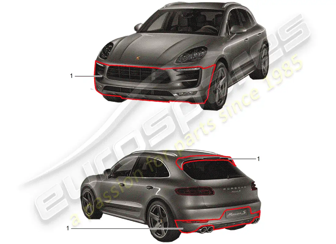 porsche 2019 (tequipment macan) sport design package parts diagram