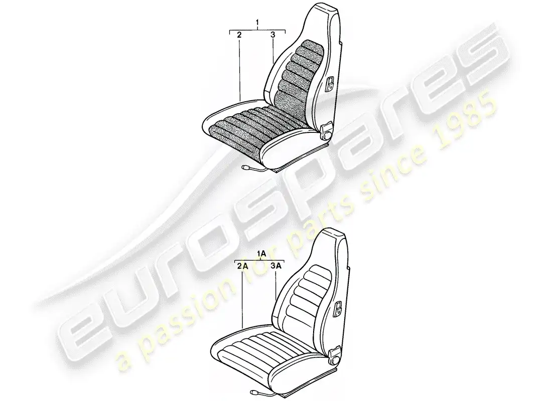 porsche 1977 (924) front seat - complete - seat cover parts diagram