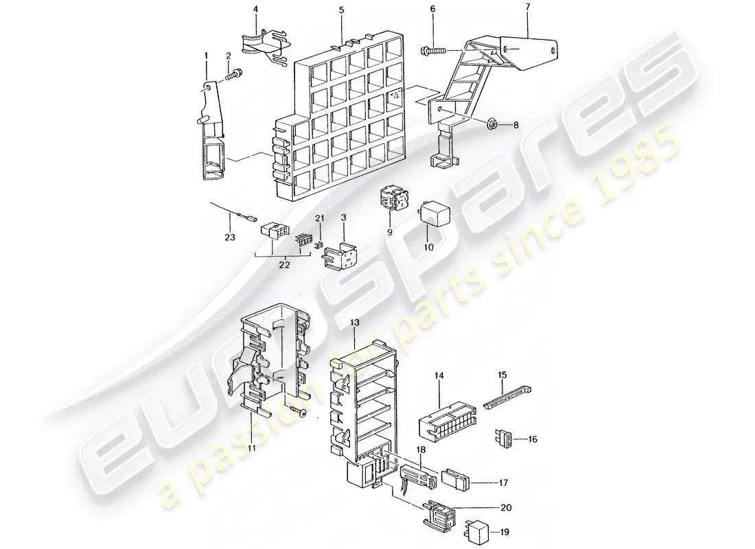 porsche 2003 (996) fuse box/relay plate - dashboard parts diagram