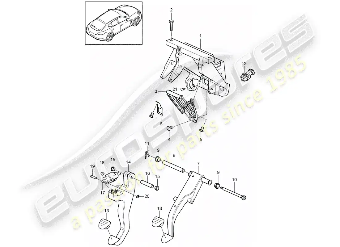 porsche 2016 (panamera 970) pedals parts diagram