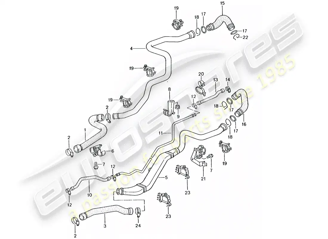 porsche 2003 (996 turbo / gt2) water cooling 1 parts diagram