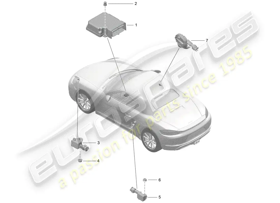 porsche 2017 (718 boxster) electronic control module parts diagram
