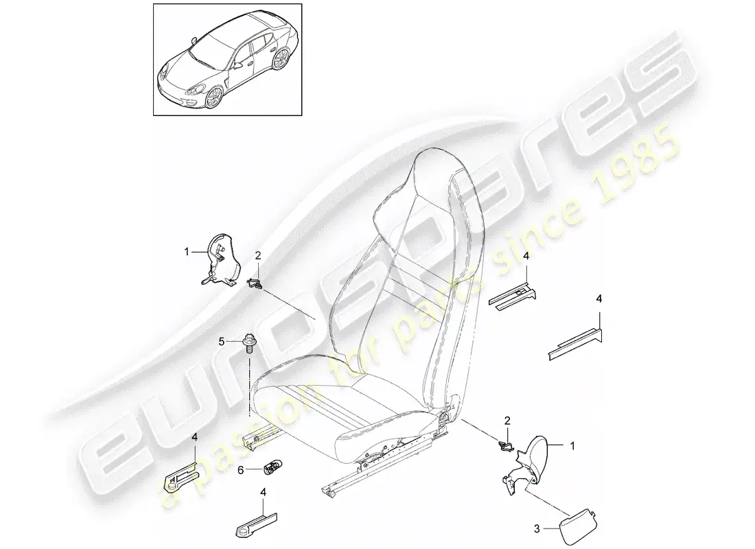 porsche 2016 (panamera 970) sports seat parts diagram