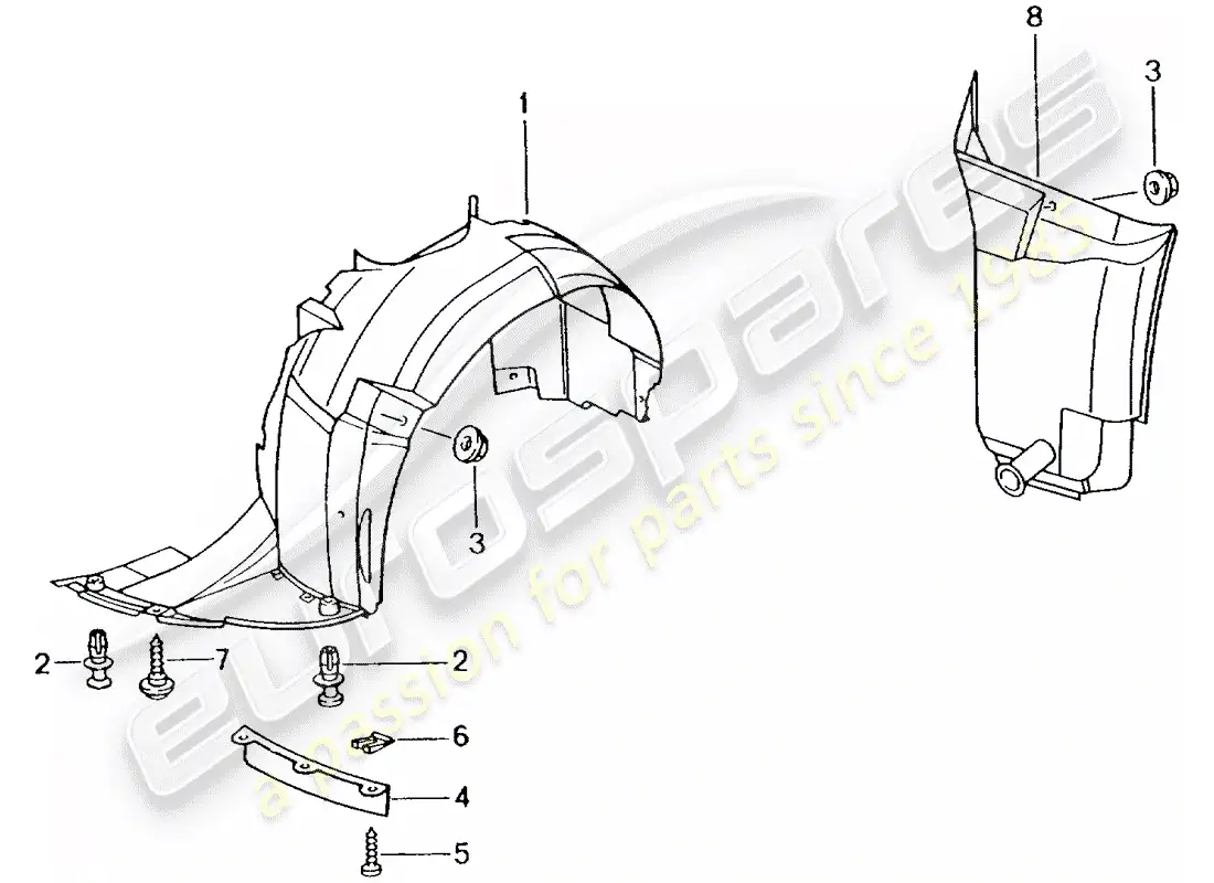 porsche 2002 (986 boxster) trim - wheel housing parts diagram