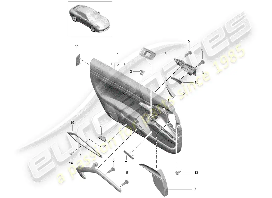 porsche 2017 (991-2) door panel parts diagram