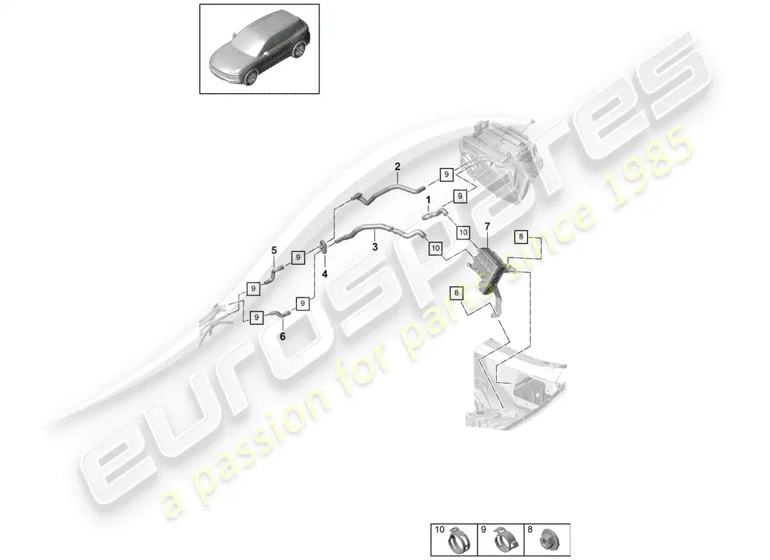 porsche 2020 (cayenne e3 9ya/9yb) heater part diagram