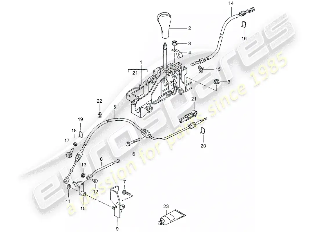 porsche 2002 (986 boxster) selector lever - tiptronic parts diagram