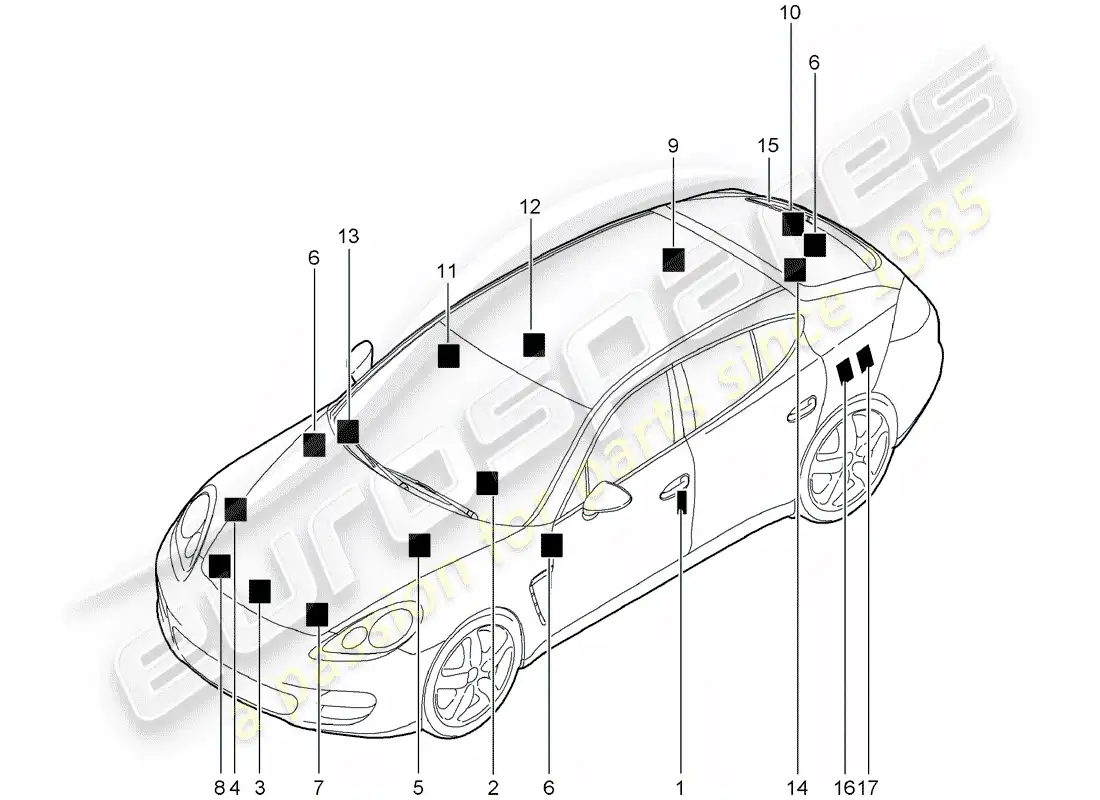 porsche 2012 (panamera 970) signs/notices parts diagram