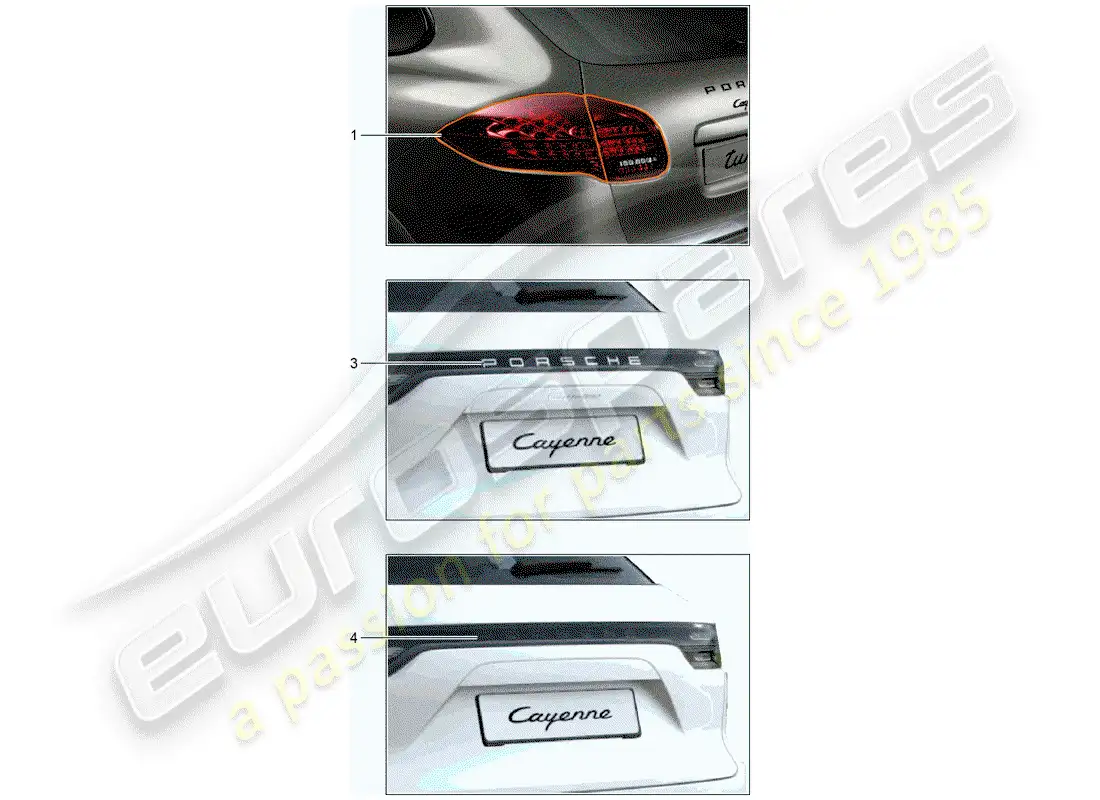porsche 2017 (tequipment cayenne) rear light parts diagram