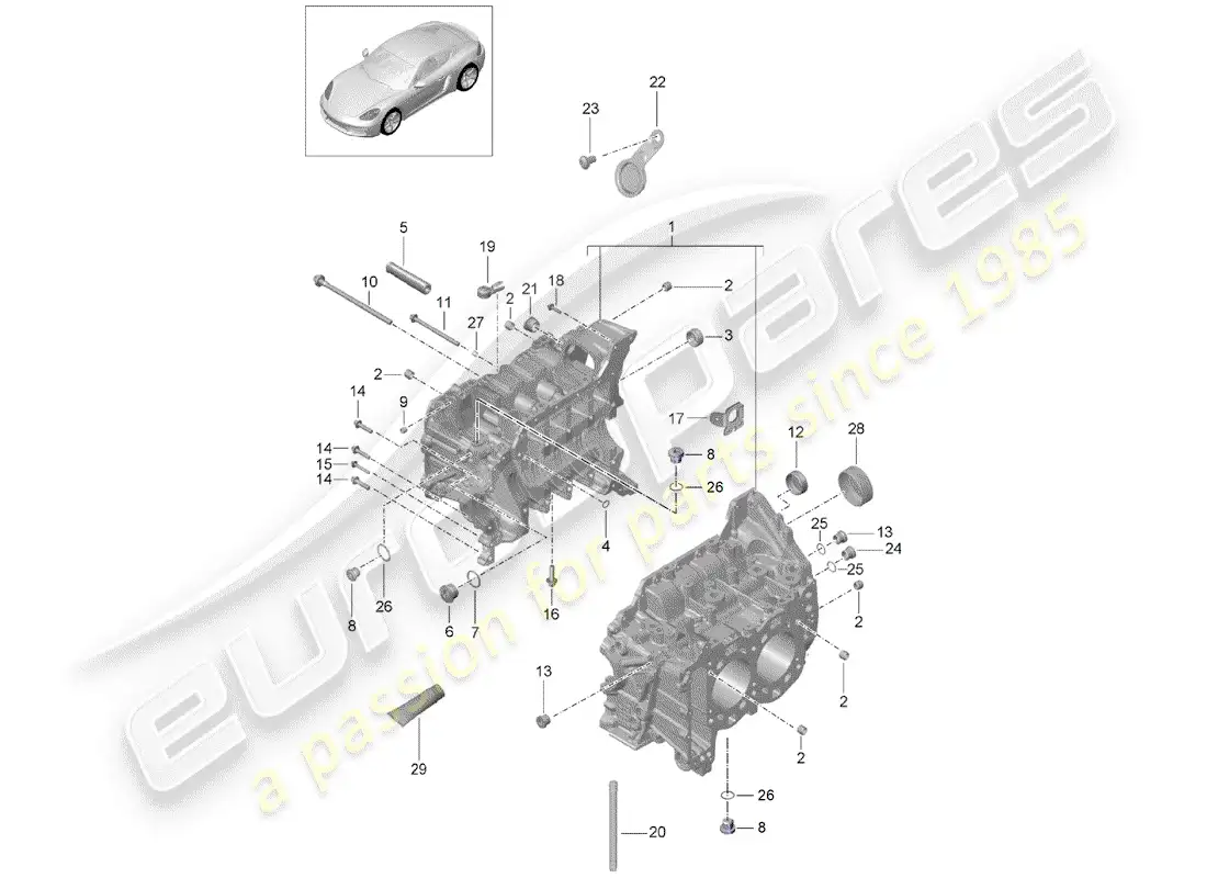 porsche 2019 (718 cayman) crankcase parts diagram