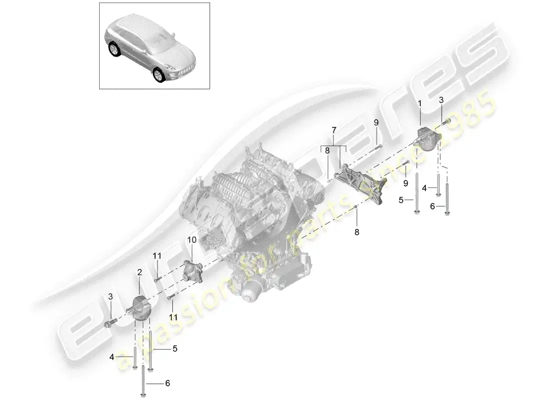 porsche 2017 (macan) engine lifting tackle parts diagram
