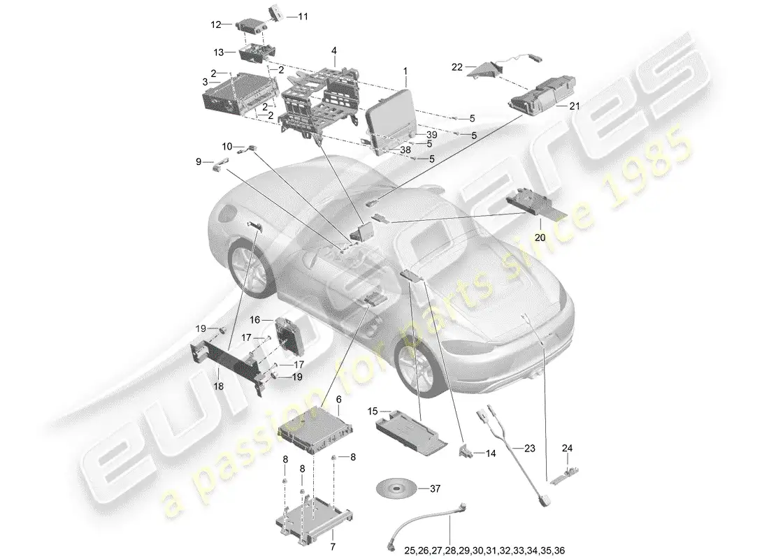 porsche 2017 (718 cayman) operating unit parts diagram