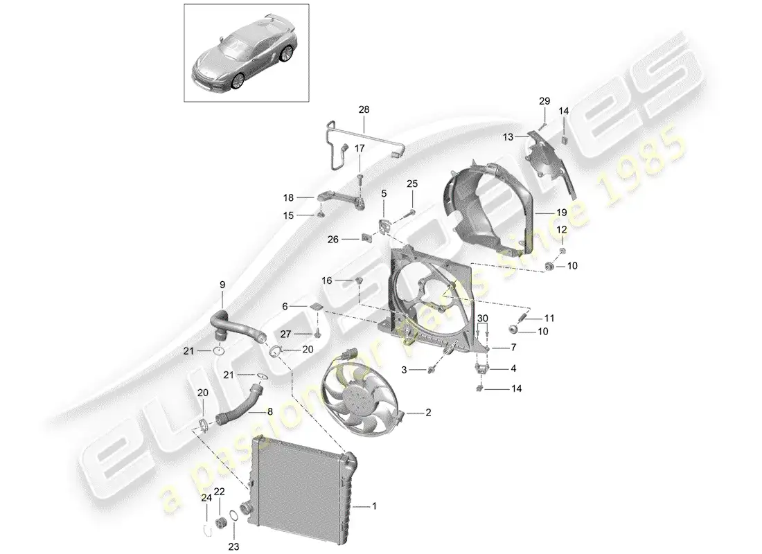 porsche 2016 (981 cayman gt4) water cooling 2 part diagram