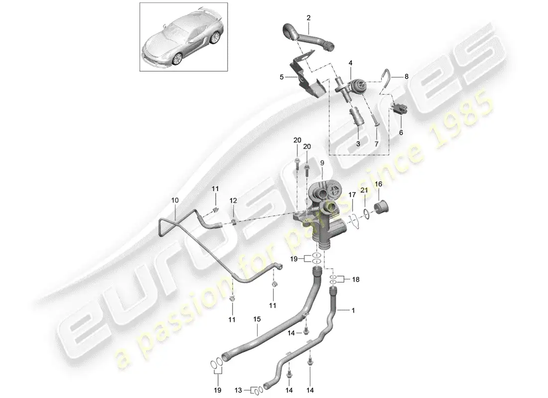 porsche 2016 (981 cayman gt4) connection part diagram