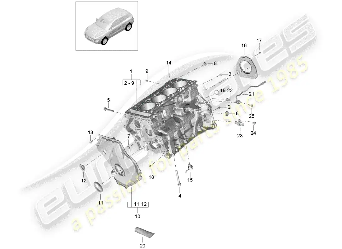 porsche 2017 (macan) crankcase parts diagram
