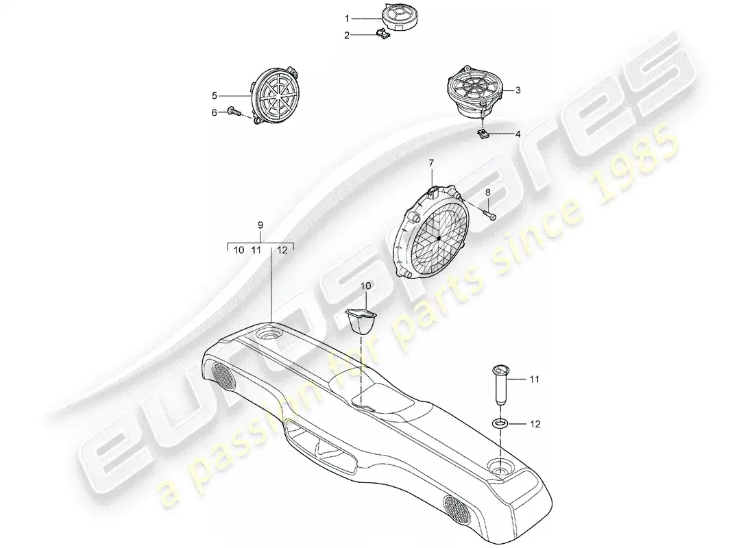 porsche 2005 (987 boxster) loudspeaker parts diagram