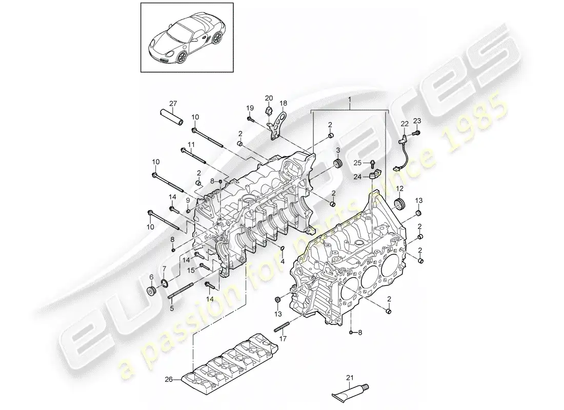 porsche 2012 (987 boxster) crankcase parts diagram