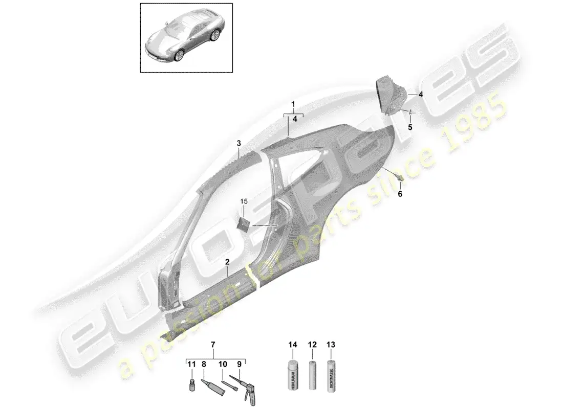 porsche 2017 (991-2) side panel parts diagram