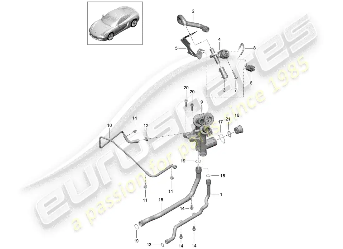 porsche 2014 (981 cayman) connection parts diagram