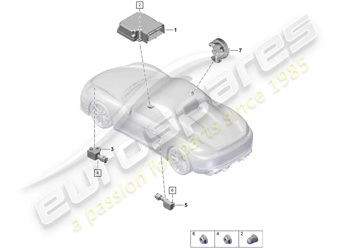 porsche 2020 (718 boxster spyder) air bag control module parts diagram