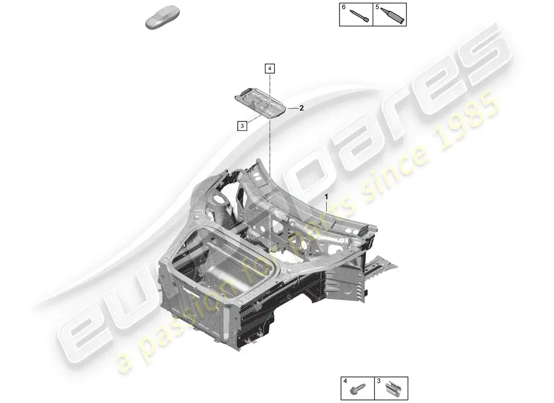 porsche 2020 (718 boxster spyder) front end parts diagram