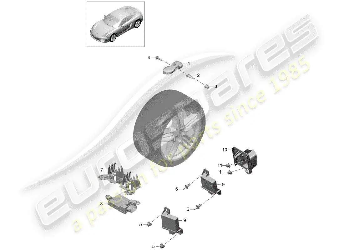 porsche 2014 (981 cayman) tire pressure control system parts diagram