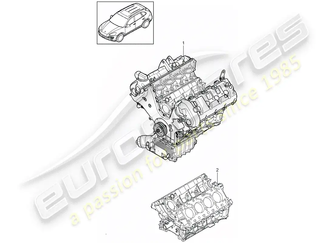 porsche 2009 (cayenne e1 9pa) long block part diagram