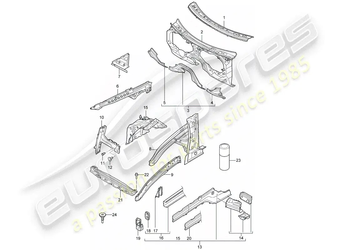 porsche 2006 (cayenne e1 9pa) front end parts diagram