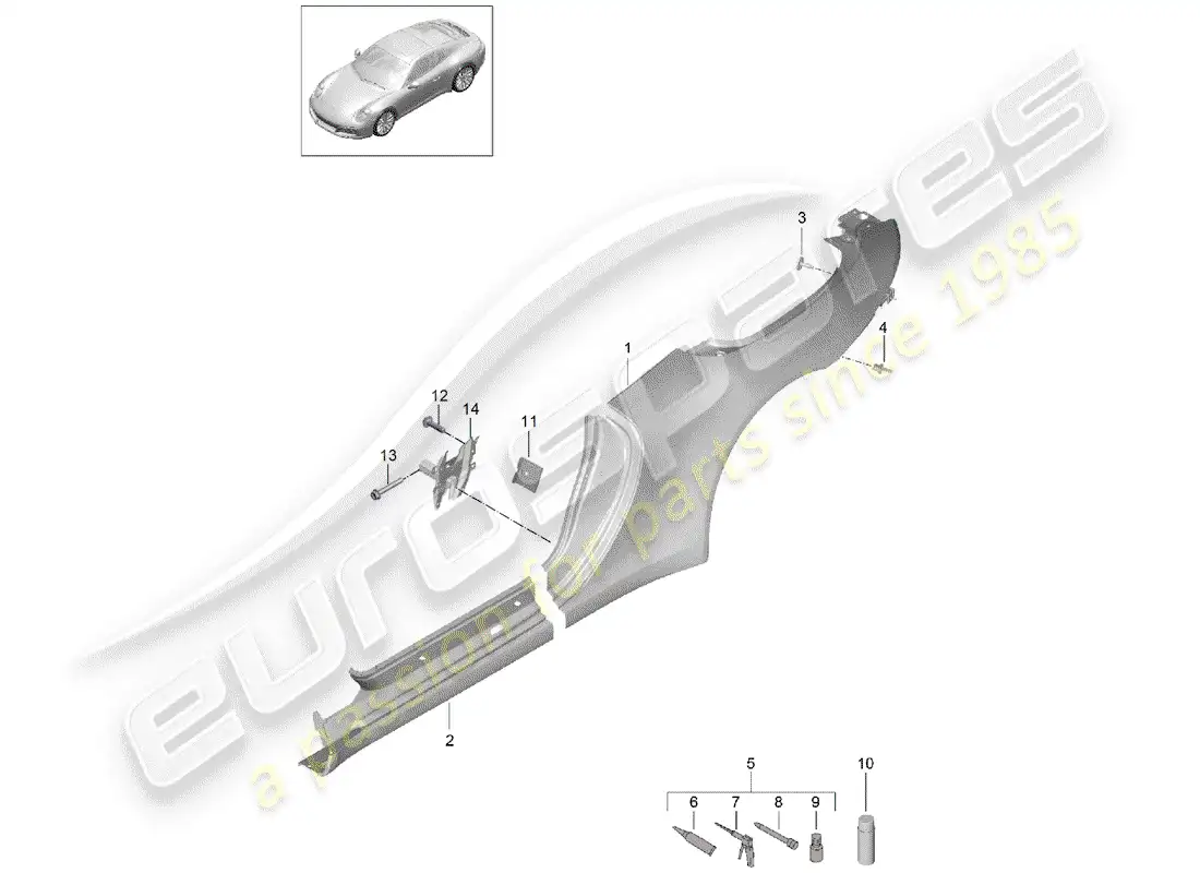 porsche 2017 (991-2) side panel parts diagram