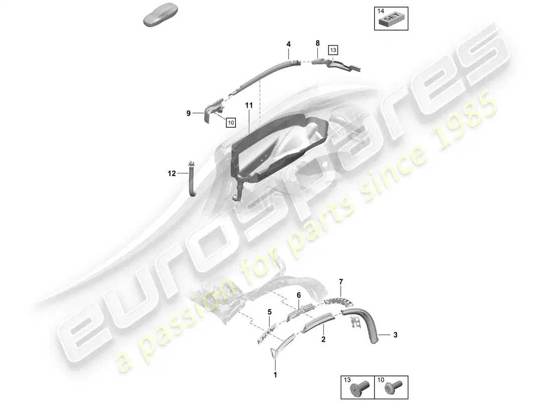 porsche 2019 (718 boxster spyder) convertible top parts diagram