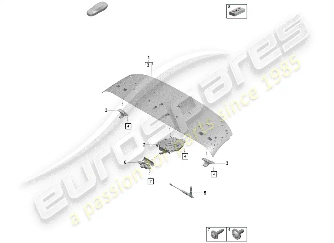 porsche 2019 (718 boxster spyder) top frame parts diagram