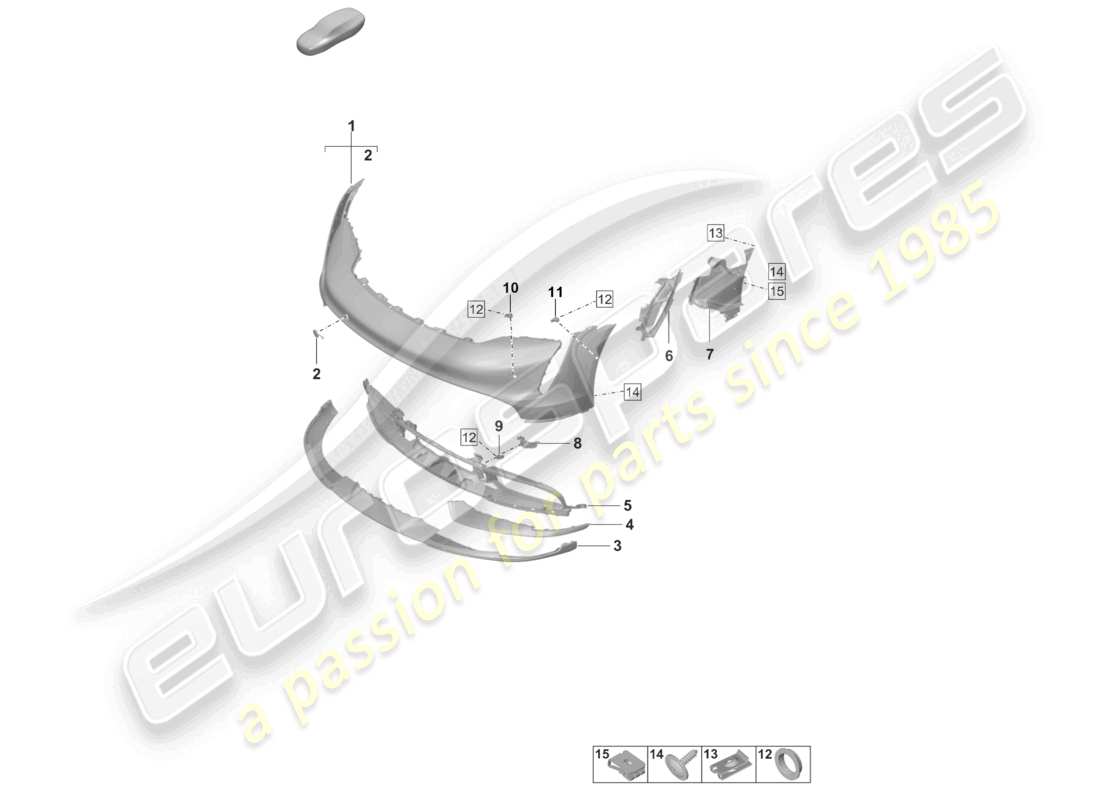 porsche 2022 (taycan 9j1-1) bumper front sport design package part diagram
