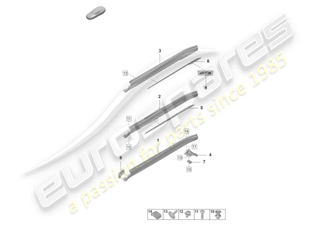 porsche 2022 (taycan 9j1-1) side member trim accessories part diagram