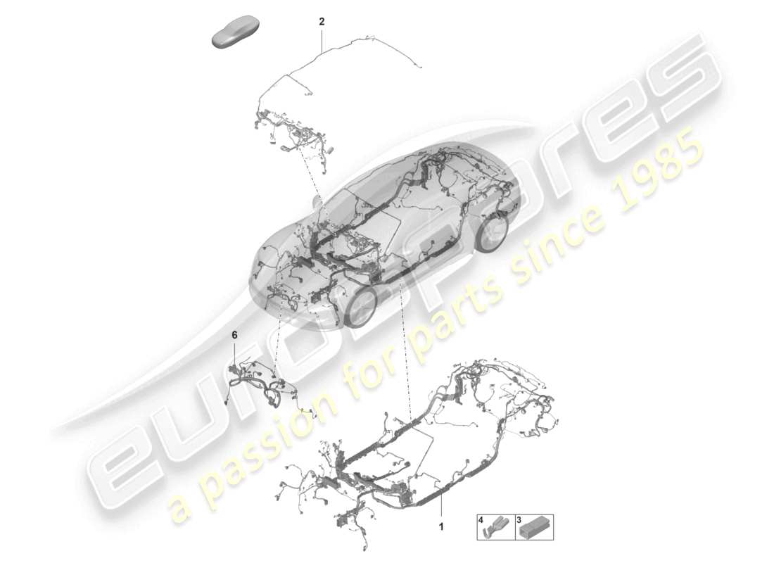 porsche 2022 (taycan 9j1-1) wire set passenger compartment dashboard part diagram