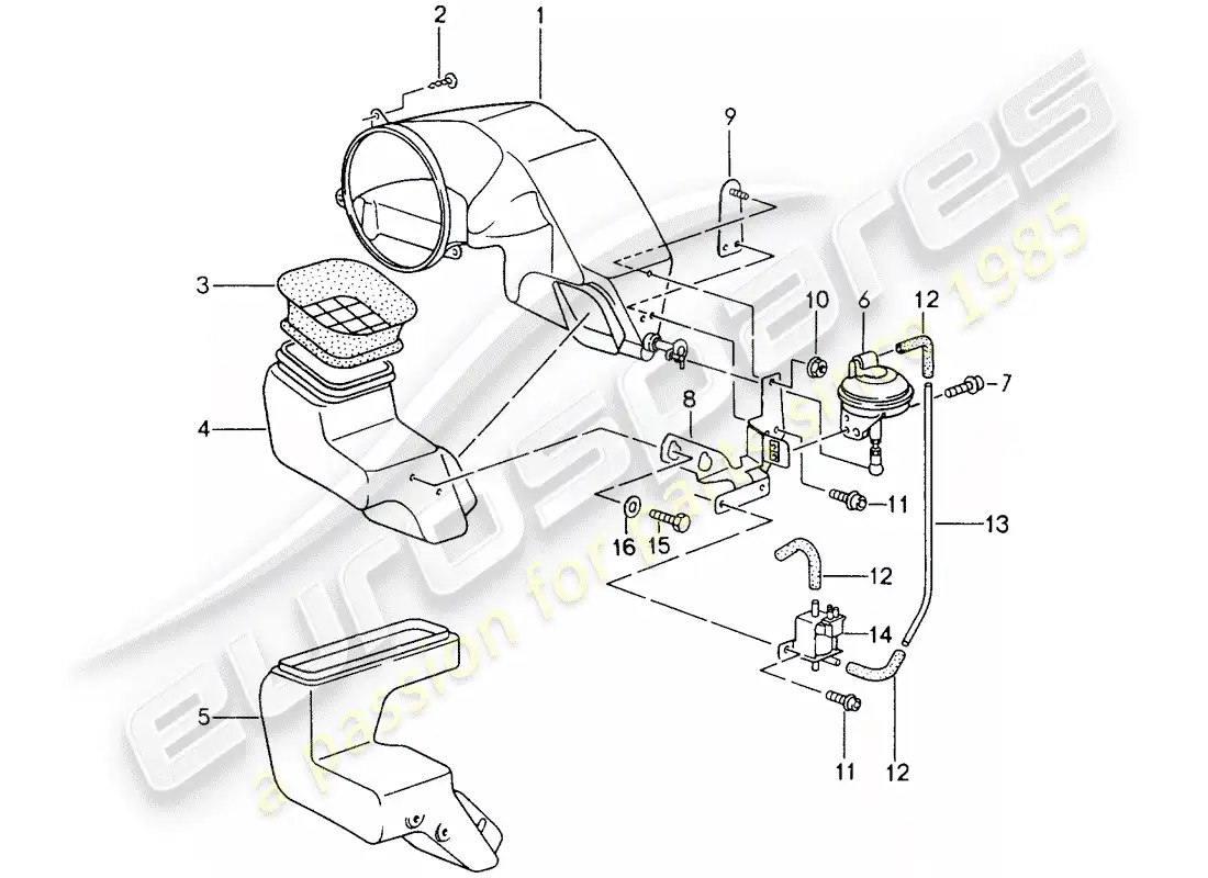 porsche 1994 (993) fresh air intake parts diagram