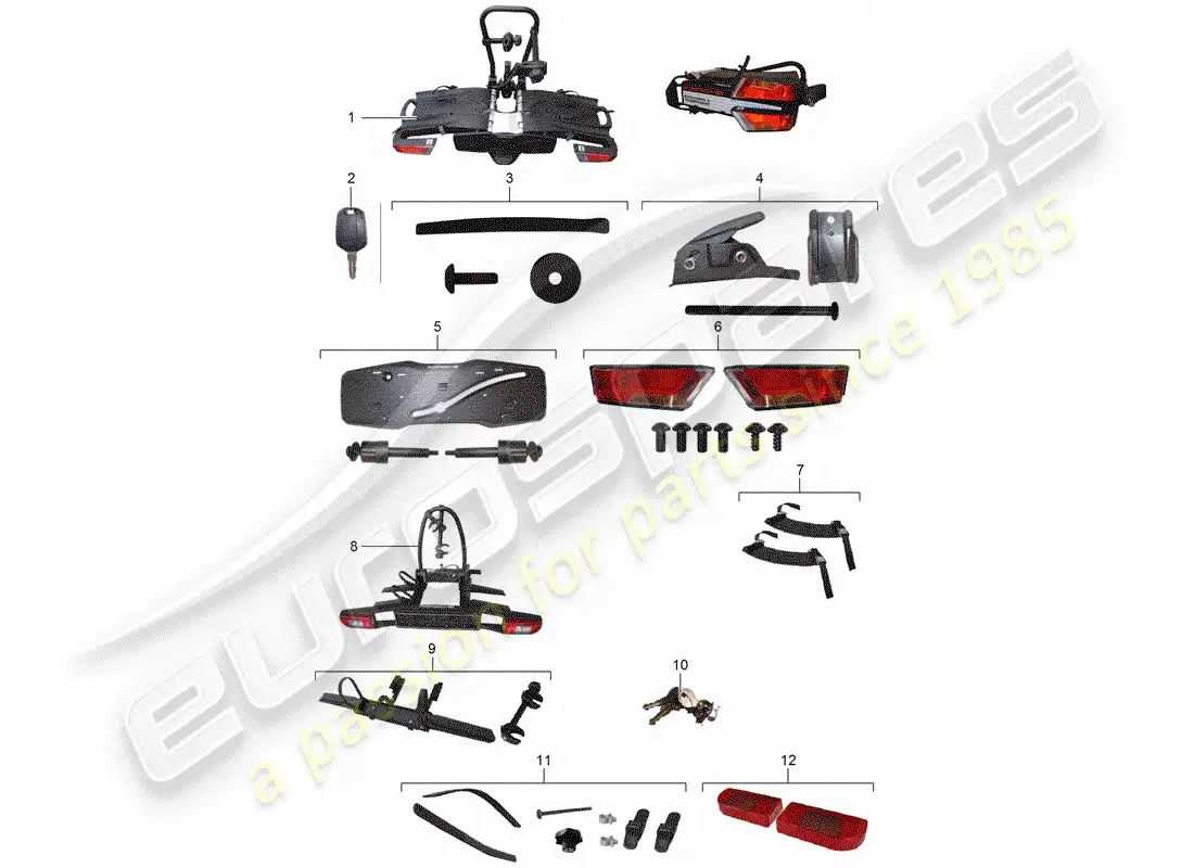 porsche 2012 (tequipment panamera) bike carrier for parts diagram