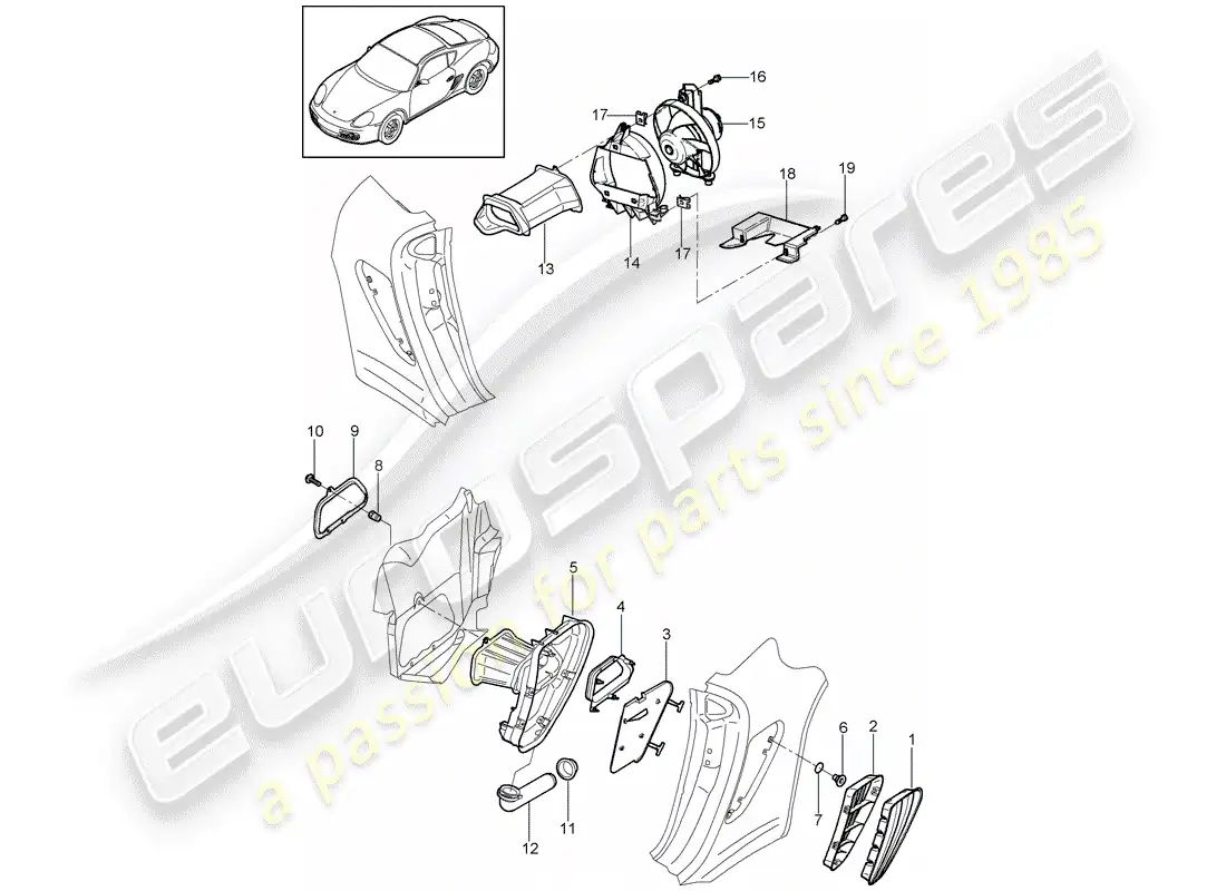 porsche 2010 (987 cayman) ventilation parts diagram