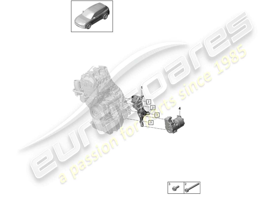 porsche 2022 (cayenne e3 9ya/9yb) poly-v-belt belt tensioner damper part diagram