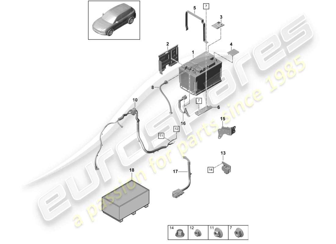 porsche 2022 (cayenne e3 9ya/9yb) battery part diagram