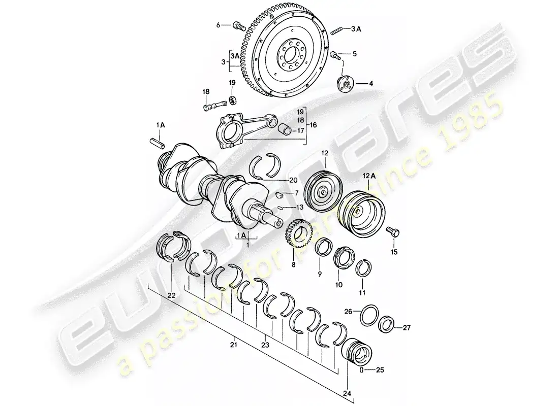 porsche 1989 (911) crankshaft parts diagram