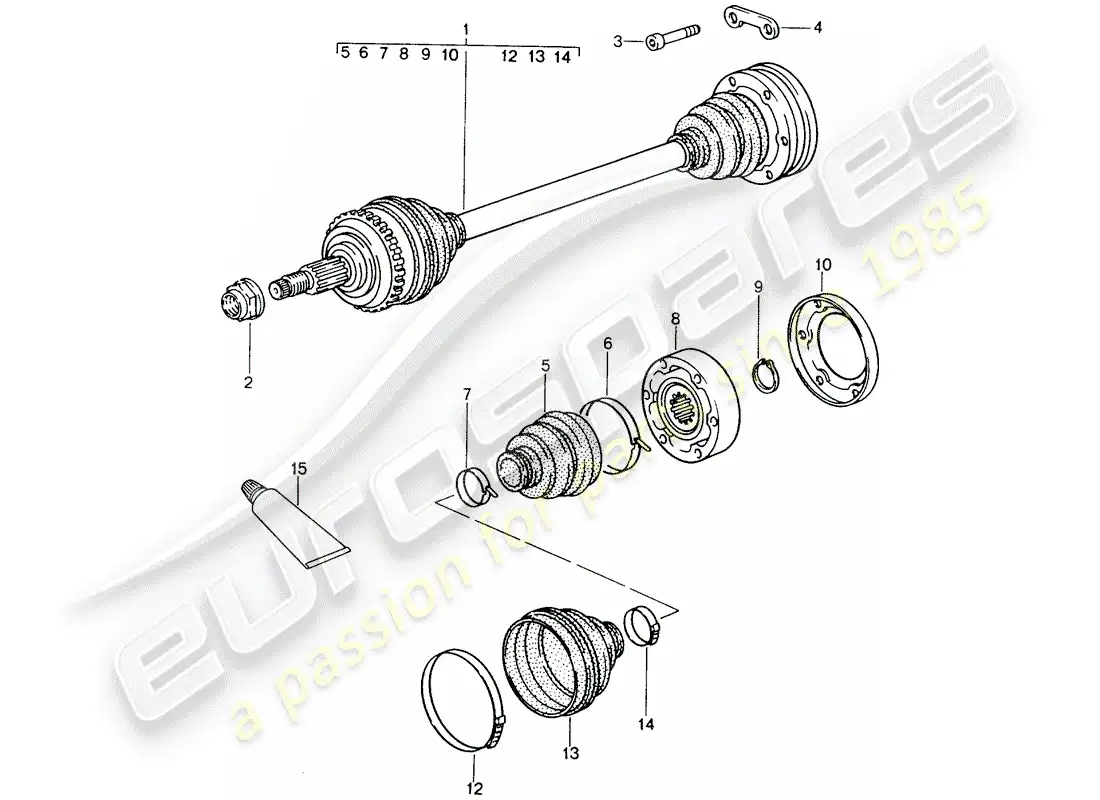porsche 1996 (993) drive shaft parts diagram