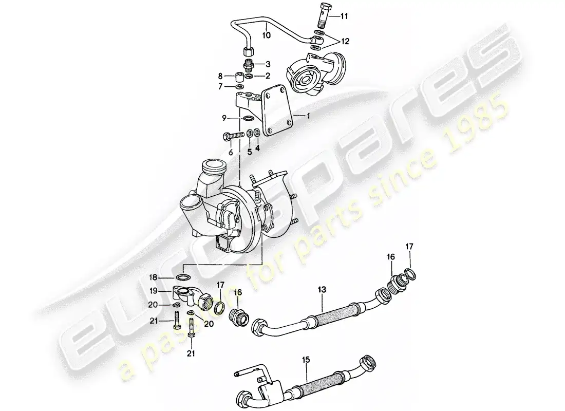 porsche 1977 (924) engine lubrication - exhaust gas turbocharger parts diagram