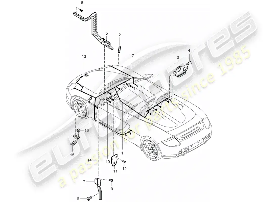 porsche 2006 (carrera gt) wiring harnesses - passenger compartment - pedals - luggage compartment lamp - turn signal repeater - glove box light - repair kit - anti-locking brake syst. -abs- - brake pad wear indicator - front axle parts diagram